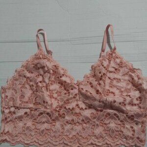 Pink Lace Bralette Crop Top